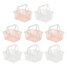 8PCS Mini Shopping Baskets with Handles Small Tiny Baskets, White Pink
