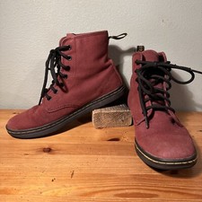 Dr. Doc Martens Women s Shoreditch Burgundy Canvas Lace Up Combat Boots Size 9