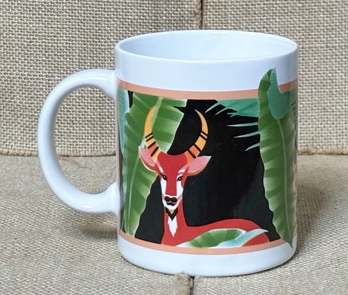 Tazza da caffè vintage Otagiri leone leone leopardo antilope tazza giungla safari botanica - Foto 3 di 7