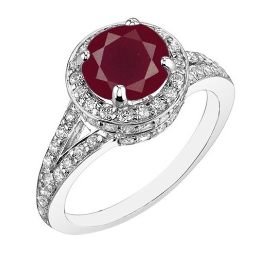 14KT White Gold 1.60Ct 100% Natural Burmese Red Ruby IGI Certified Diamond Ring