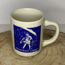Morton Salt Girl 1921 Logo "When It Rains It Pours" Coffee Mug Vintage Japan