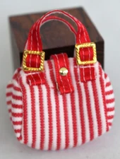 Red White Stripe Barbie Doll Purse Bag Accessory fit 10-14in fashion dolls BMR