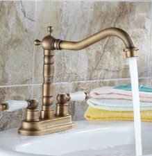 Antique Brass 4" Centerset Swivel Kitchen Sink Faucet Bathroom Basin Mixer Tap