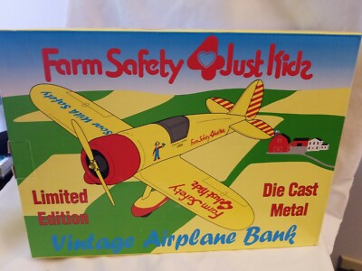 Spec Cast Vintage Airplane Bank ''Farm Safety 4 Kids'' Die-Cast