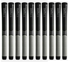 SET OF 10 - Winn Dri-Tac LT Less Taper Black Gray Oversize Golf Grip 7LTDT-BK