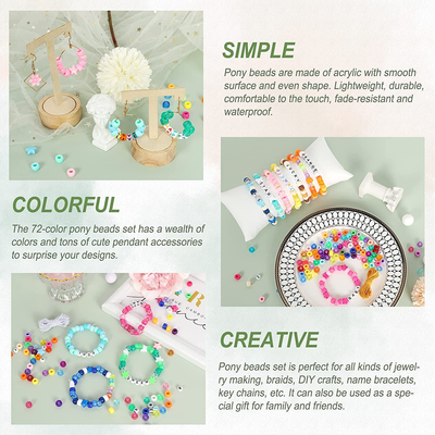 200 Mixed Pastel Color Acrylic Cute Owl Pony Beads For Kids Kandi Craft - Beads