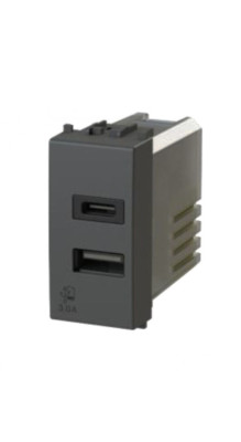 4Box Caricatore USB 2.1A 1 Modulo - Compatibile Con Bticino Livinglight, Vimar E Gewiss - Colore Argento, 250V