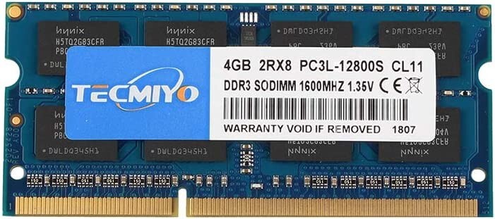 TECMIYO DDR3L 1600MHZ SODIMM RAM 4GB DDR3 PC3L-12800S 204Pin Non ECC  Unbuffered