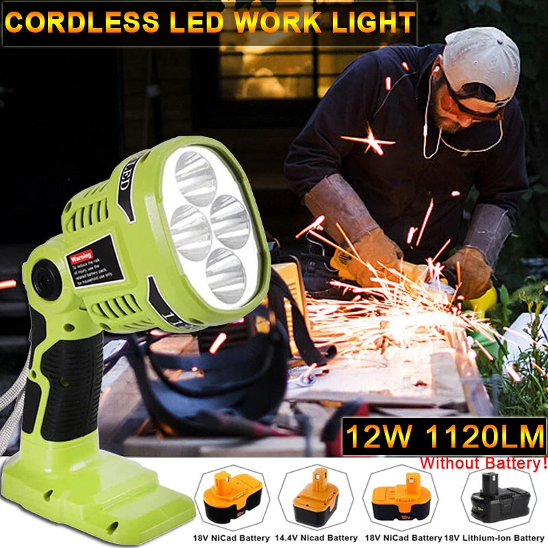 Cordless LED Work Light Flashlight For RYOBI 18V Battery Spotlight Outdoor Lamp