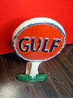 ANTIQUE GULF GAS DOOR STOP CAST IRON PAINTED ADVERTISING RARE OLD OIL METAL EXC — photo 3