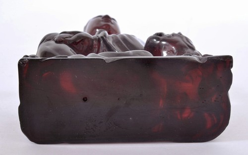 Figurine femme sculptée Faturan bakélite ambre cerise foncée chinoise 269G lion - Photo 14 sur 22