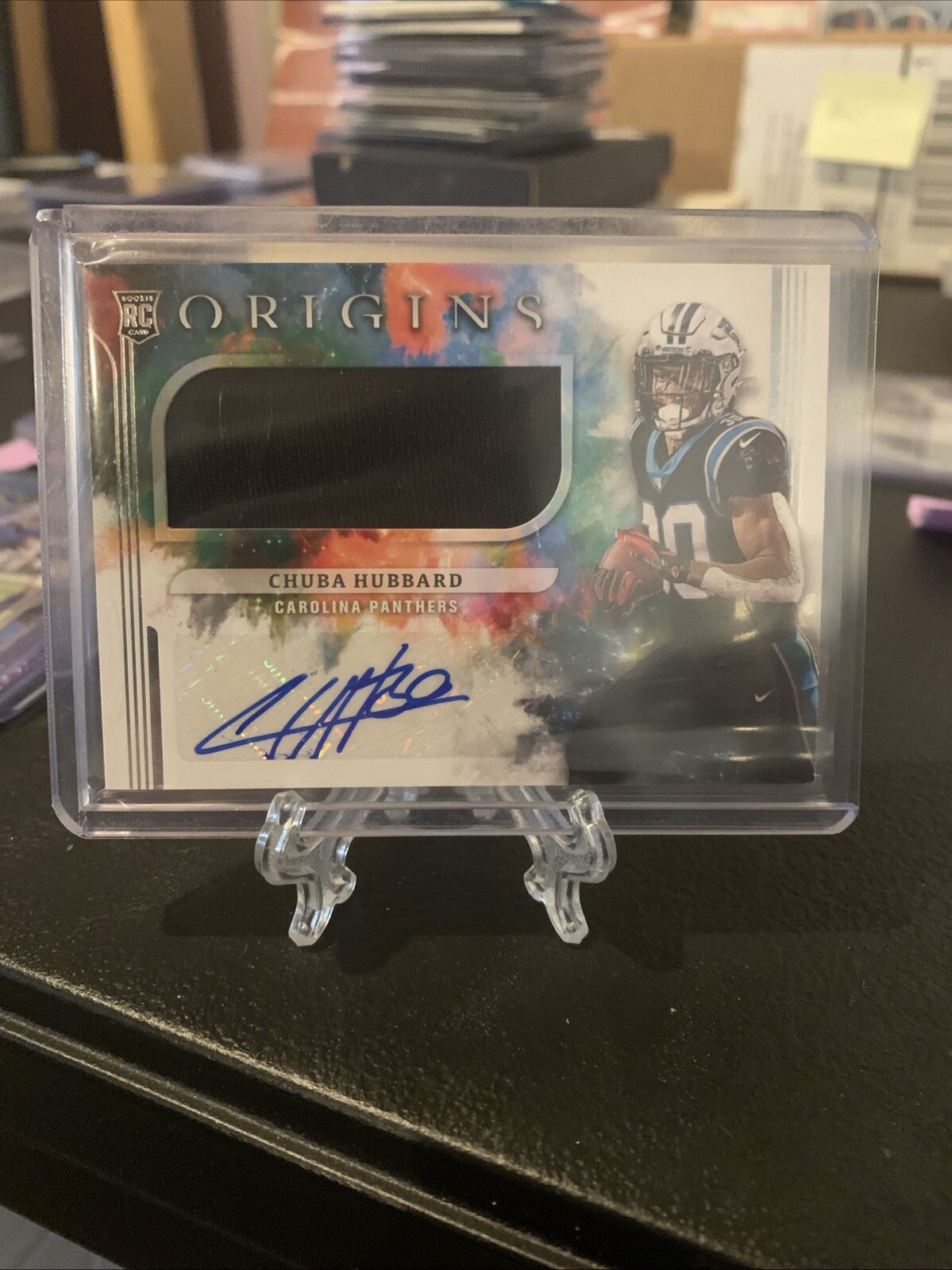 2021 Panini Origins - Rookie Jumbo Jersey Autographs #186 Chuba Hubbard (AU,...