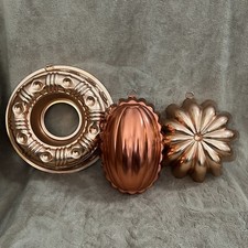 Set Of 3 VINTAGE Jello Copper Tone Molds Made In USA Kitchen Decor w/Hooks