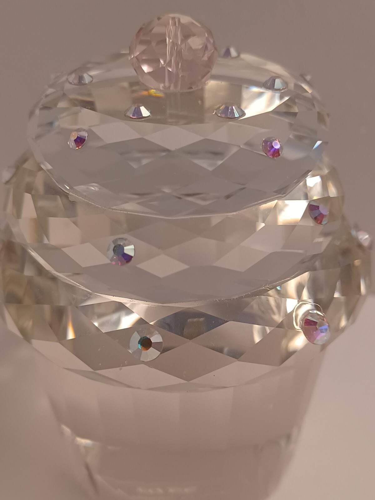 Glass Crystal Cupcake Paperweight with Pink Cherry on Top Birthday