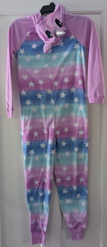Unicorn Girl's Hooded One Piece Purple & Blue With Stars Size 10/12 - Picture 6 of 6