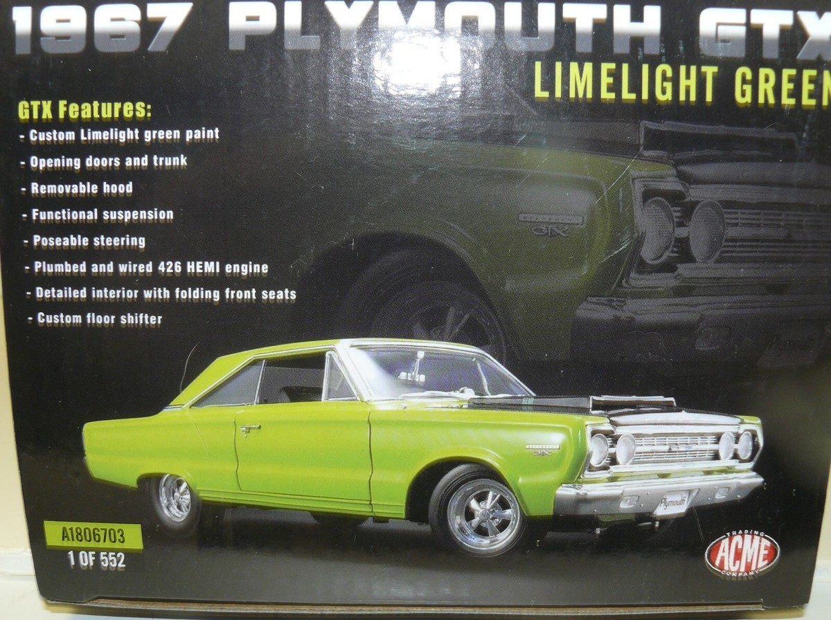1/18, (it) 1967 Plymouth GTX, Limelight Green of 552