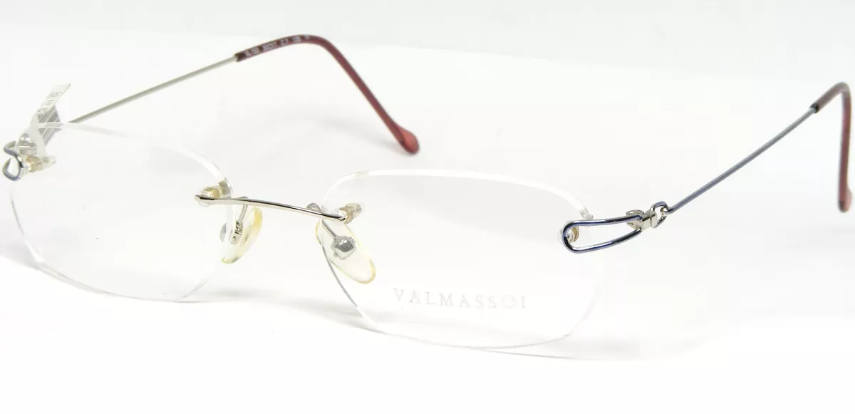 Vintage GIORGIO VALMASSOI VL 153 7 Argento Blu Raro Occhiali 50 17 135mm
