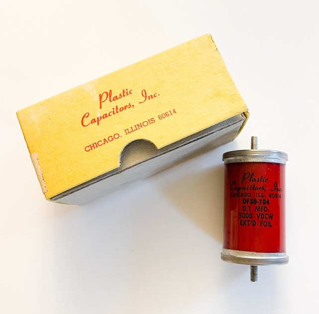 Capacitor .1 UF / 5000vdcw Plastic Capacitors Inc. Chicago USA Stock 