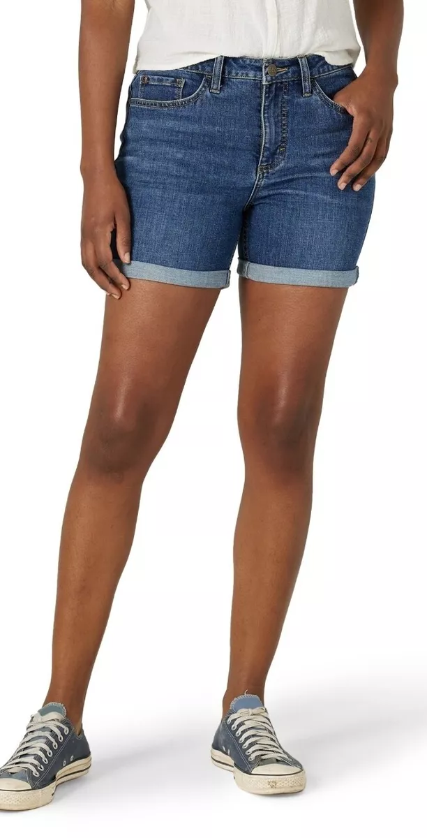 Lee Women s 22M Mid Rise Denim Shorts Stretch Regular Fit Cuffed Hem Comfort Fit