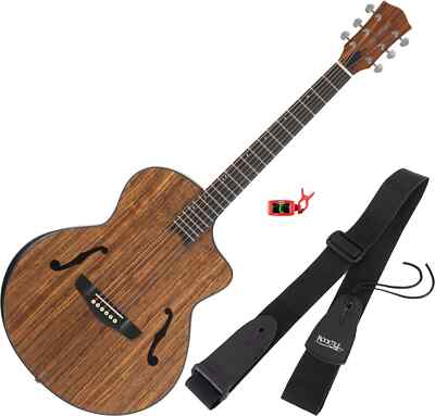 Westerngitarre Akustik Western Gitarre Monitorloch Walnuss Set Tuner Gurt Nuss