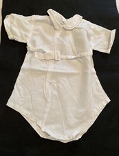Vintage 1940  s Christening Romper Boys White Size 12 Months 