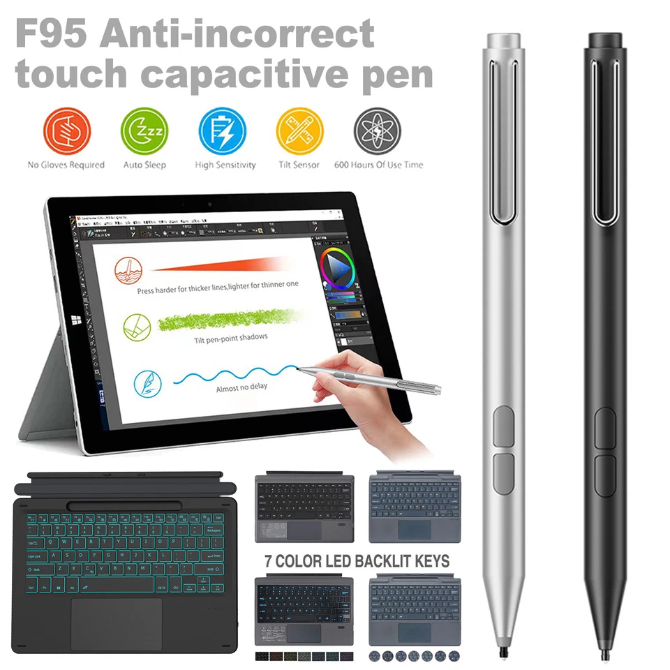 Wireless Touchpad Keyboard+Stylus Pen For Microsoft Surface Pro 4/5/6/7/8/9/X/10 - Image 2 of 4