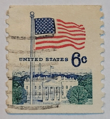 VINTAGE ~ U.S. Postage Stamp ~ White House & American Flag ~ 6¢ Stamp - 15