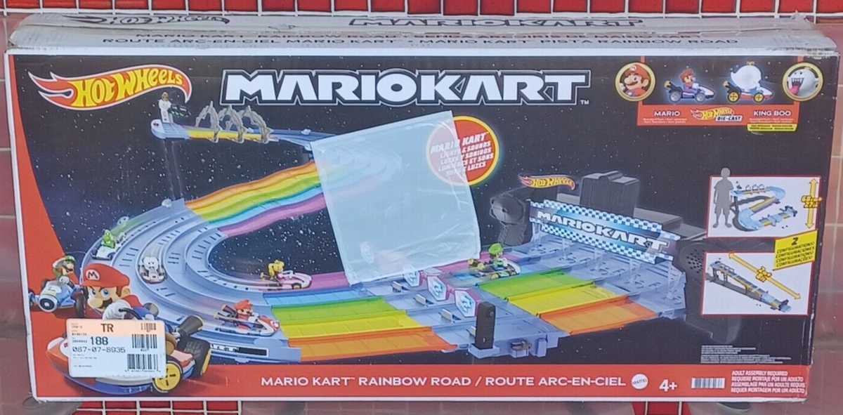 Hot Wheels MARIO KART RAINBOW ROAD RACEWAY Track Set w/ Lights