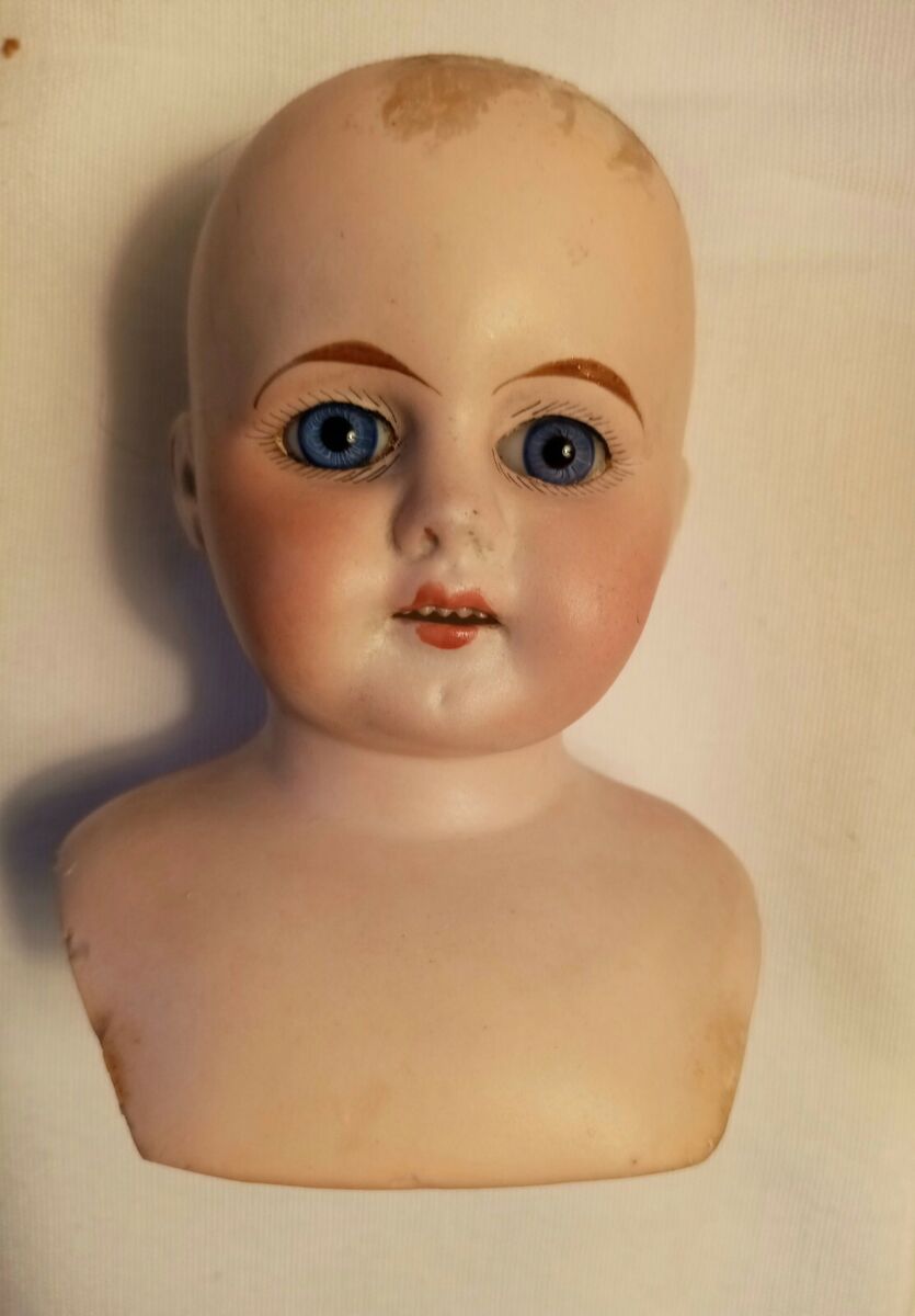 Antique German Bisque Doll Glass Eyes - Open Mouth - Teeth, 15 Made in  Germany