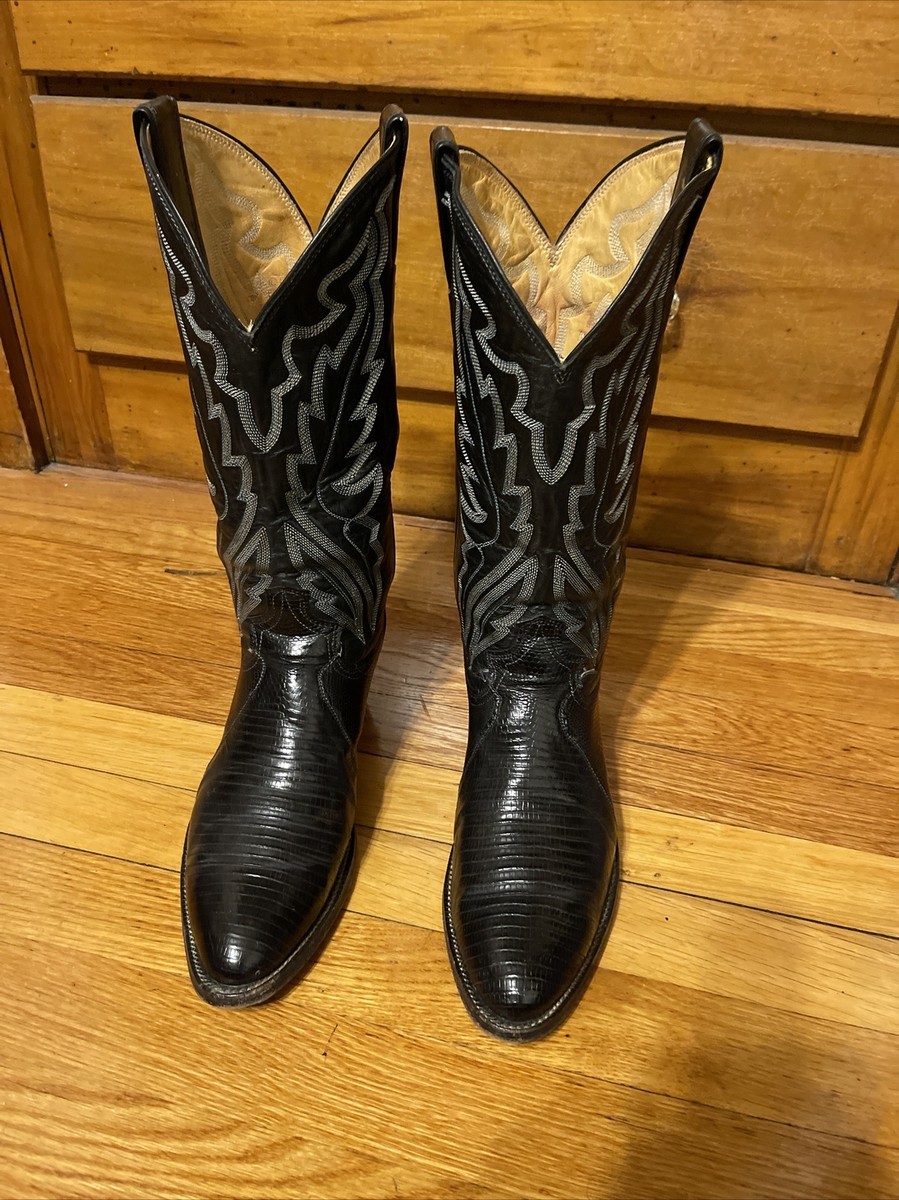 Justin Cowboy Boots Style 8313 Black Lizard Exotic Men's Size 7D