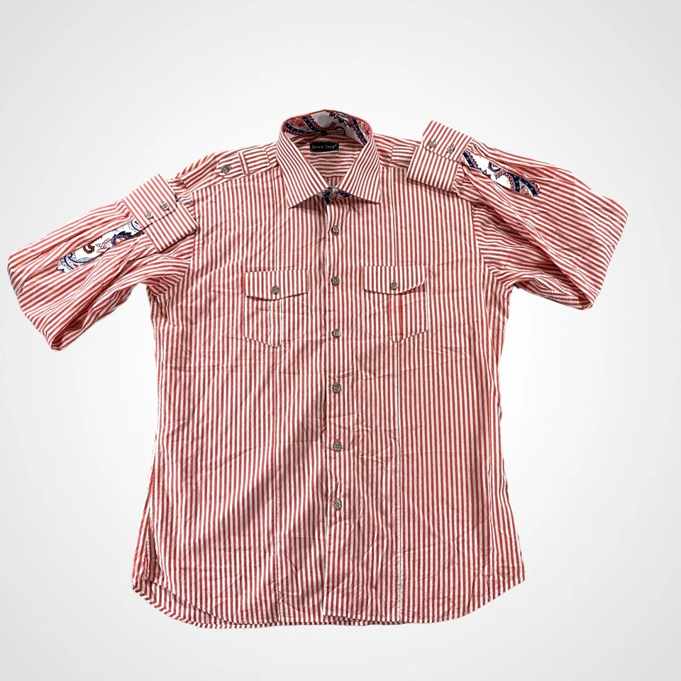 Jared Lang Shirt Mens XL Flip Cuff Epaulettes Roll Tab Sleeve Embroidered Logo - Image 2 of 4