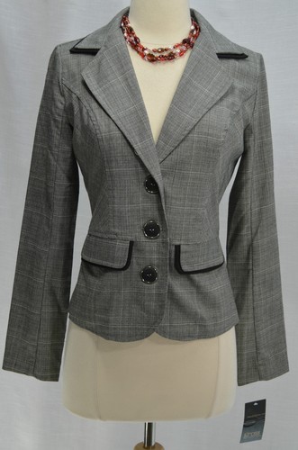 Grass Collection Suit Jacket dress Blazer B & W plaid light jacket S NWT Macy's - Picture 2 of 7