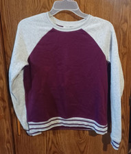 Girls Athletic Works Gray Burgundy Sweatshirt Sparkles. Size XL 14-16