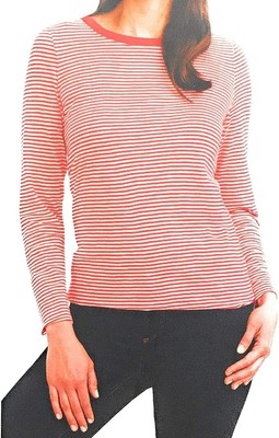 Splendid Women's Cerine Slub Stripe Button Back Top - Red Stripe - Size L
