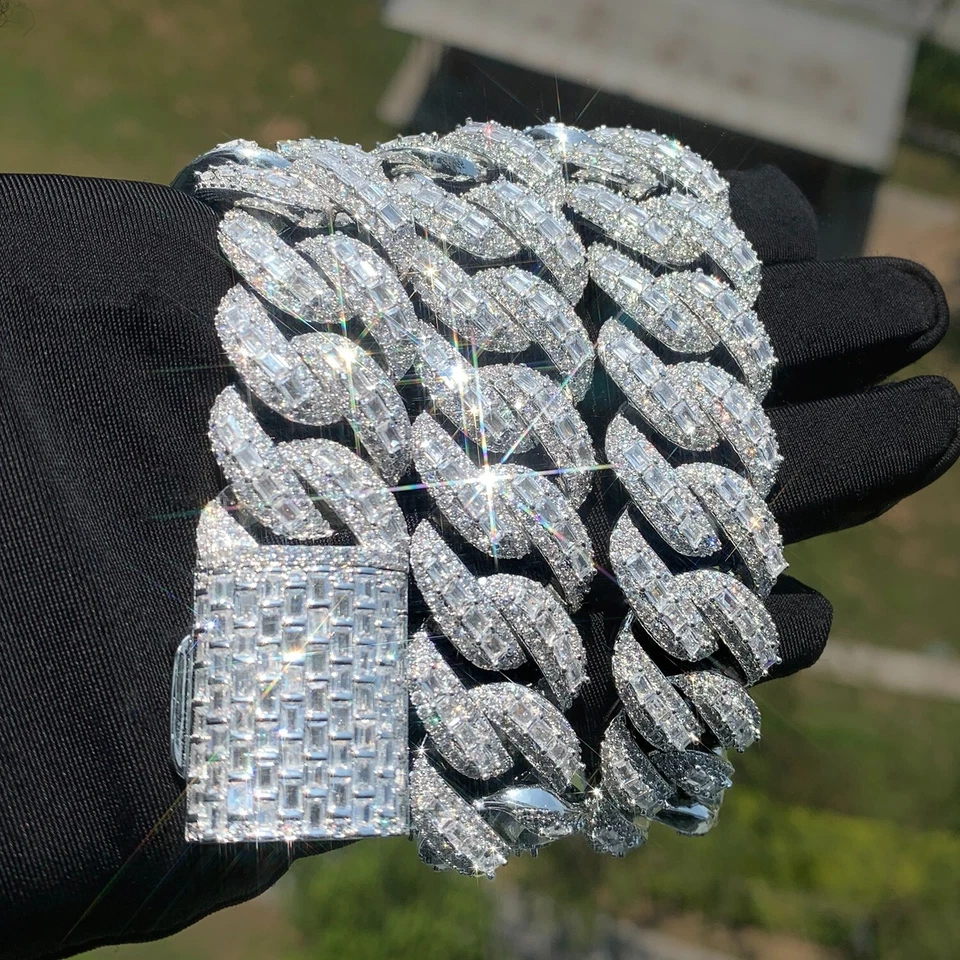 Pulsera Collar Cadena Cubana 20MM 5AAA+ CIRCONITA CÚBICA Baguette Hop Hip Ice Out Miami Foto 3 de 4