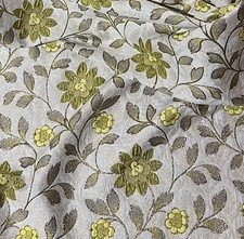 Green Gold Ivory Floral Metallic Brocade Fabric 50 Width Sold By The Yard