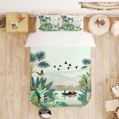 3D Butterfly Parrot A3063 Bed Pillowcases Quilt Duvet Cover Set Queen King Amy