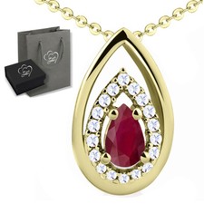 Echter Rubin Edelstein Kette Anhänger 925 Silber gold Geschenk für Damen Frauen