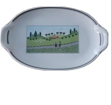 New Villeroy & Boch Design Naif  10" oval Handled serving tray platter 