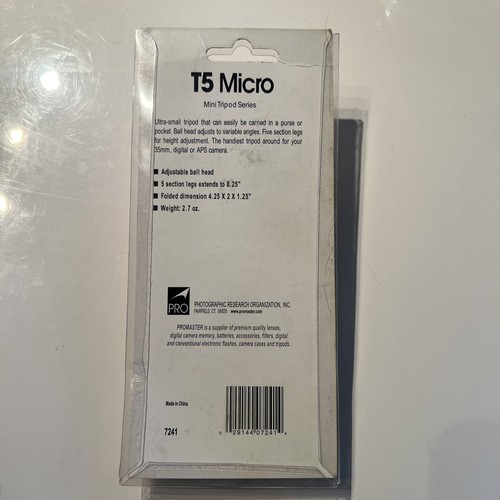 Promaster T5 Mirco Multi-purpose Mini Tripod For Digital Traditional Cameras NEW - Picture 2 of 3