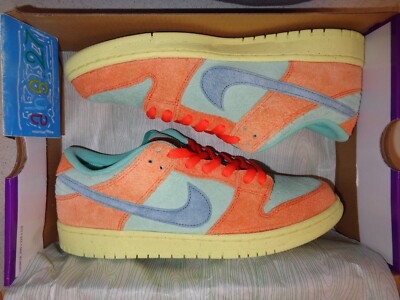 Nike SB Dunk Low Pro Prm Orange Noise Aqua Emerald Skateboard 44 10us 9uk 2023