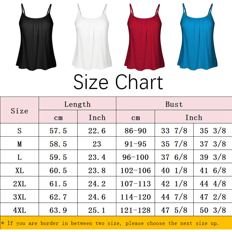 Women Summer Camisole with Built in Bra Flowy Shelf Bra Tank Tops Padded Cami US - Image 2 of 4