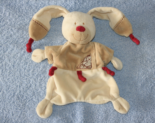 Doudou ours NICOTOY déguisé en lapin beige marron clair 20 cm - SO