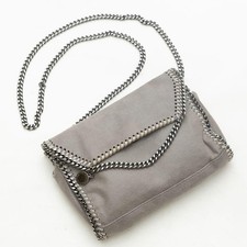 Stella McCartney Shaggy Deer Mini Chain Shoulder Bag Gray Vegan Leather