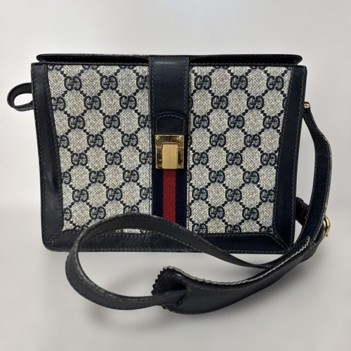 Gucci Bag PVC Sherry Line GG Supreme Navy Crossbody