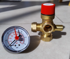 Unvented central heating expansion tank pressure relief valve with gauge 3 bar