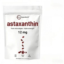 Micro Ingredients Natural Astaxanthin 12mg  120 Softgels, Easy to Swallow