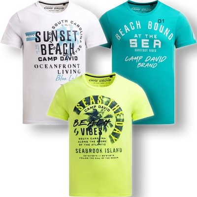 Camp David Neon T-Shirt S-4XL Logo Print Neu Etikett 3311