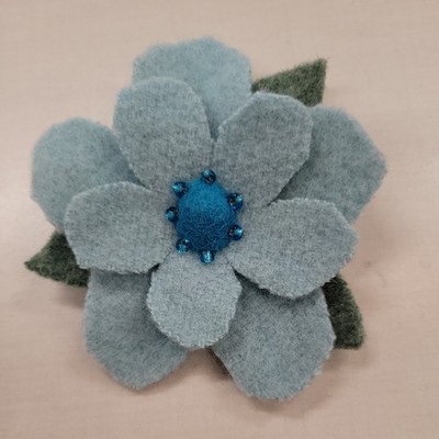 New Felted Wool Flower Corsage Brooch Fashion aqua blue  color