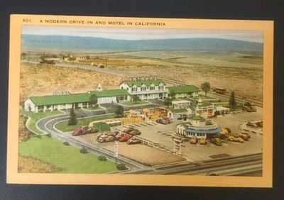 Modern Drive In Motel California El Segundo CA Restaurant Vintage Linen Postcard